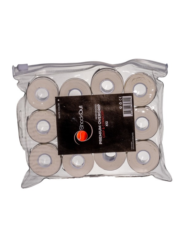 Bolsa Shockout X12 Overgrips Premium Blanco Perforado 100-0054 |ShockOut Padel |Pendiente clasificar