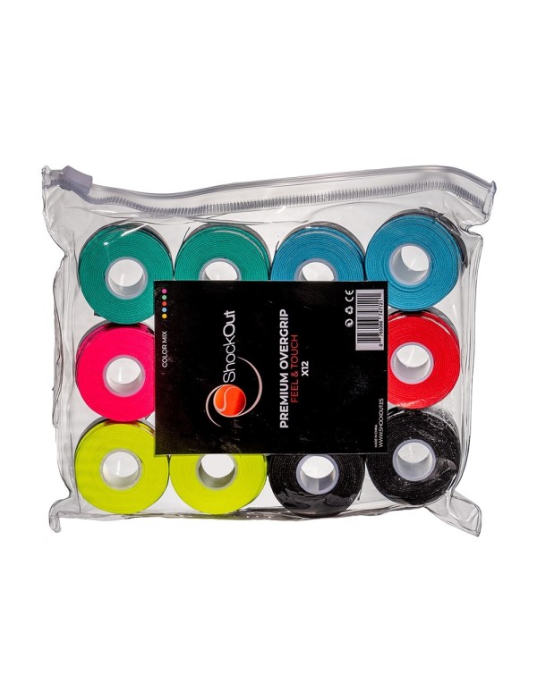 Bolsa Premium Shockout X12 Overgrips Multicolor Liso 100-0055 |ShockOut Padel |Acessórios de remo