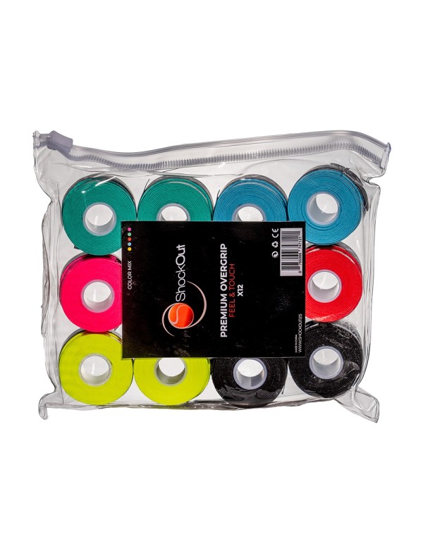 Bolsa Shockout X12 Overgrips Premium Multicolor Liso 100-0055 |ShockOut Padel |Pendiente clasificar