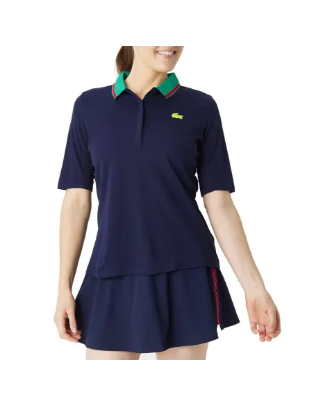 Polo Lacoste Pf9287 Sly Mulher Azul Marinho/Verdier |LACOSTE |Roupa padel LACOSTE