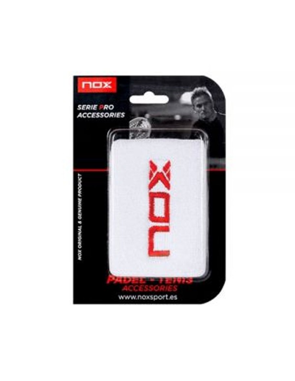 Muñequera Nox 2Ud Blanca Logo Rojo