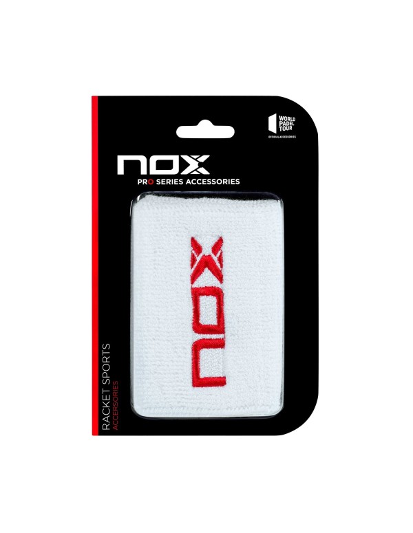 Blister (2 UDS) Muñequera Nox Blanco Logo Rojo